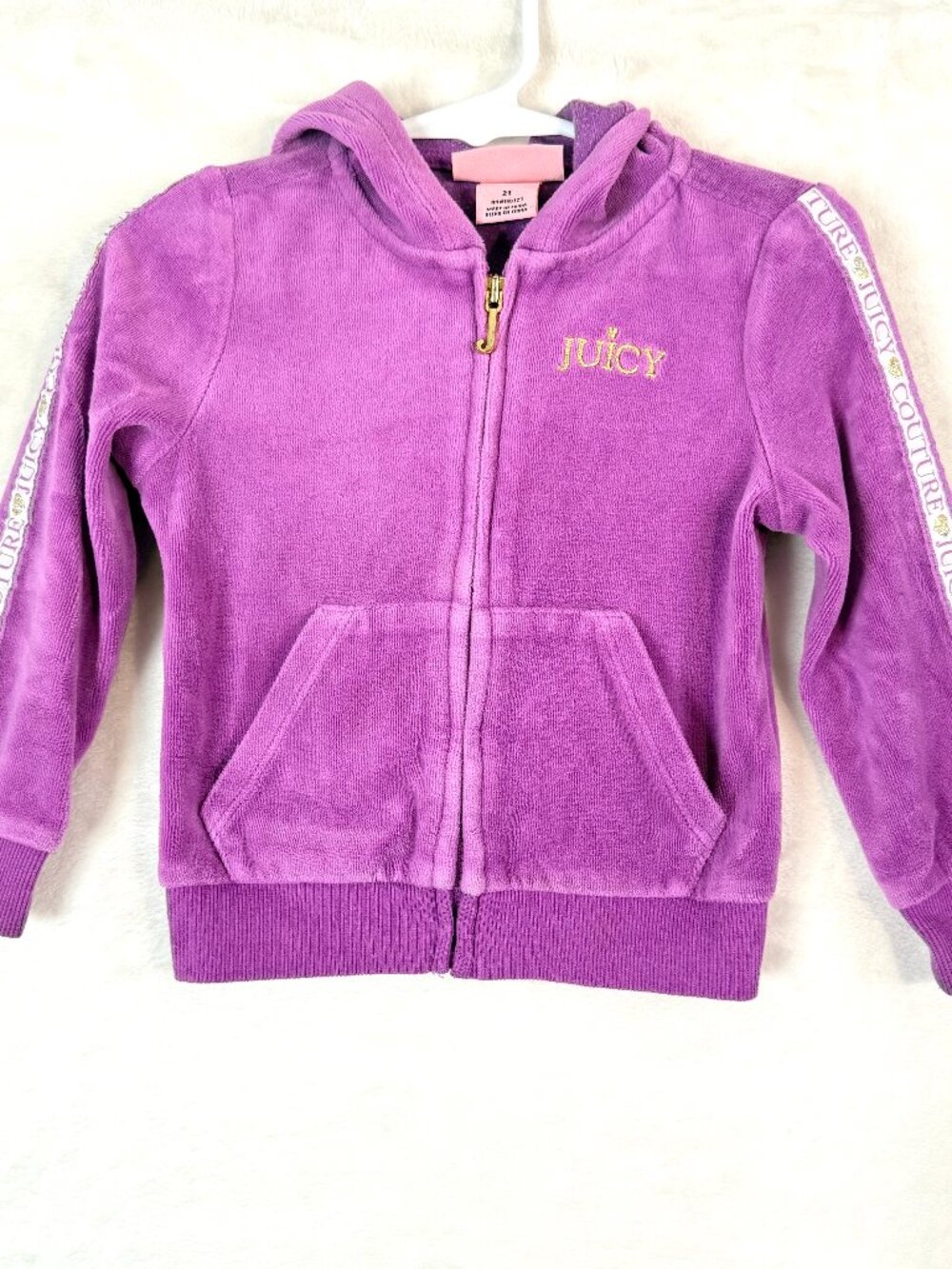 JUICY COUTURE Girls Y2K Velour Embroidered Hooded Full Zip Track Jacket 2T